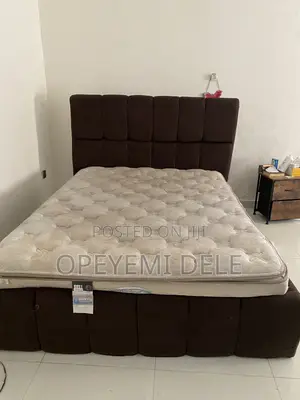 Upholstered 5x6 Bed Frame & Beautyrest Spring Mattress Set⁠