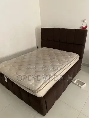 Upholstered 5x6 Bed Frame & Beautyrest Spring Mattress Set⁠