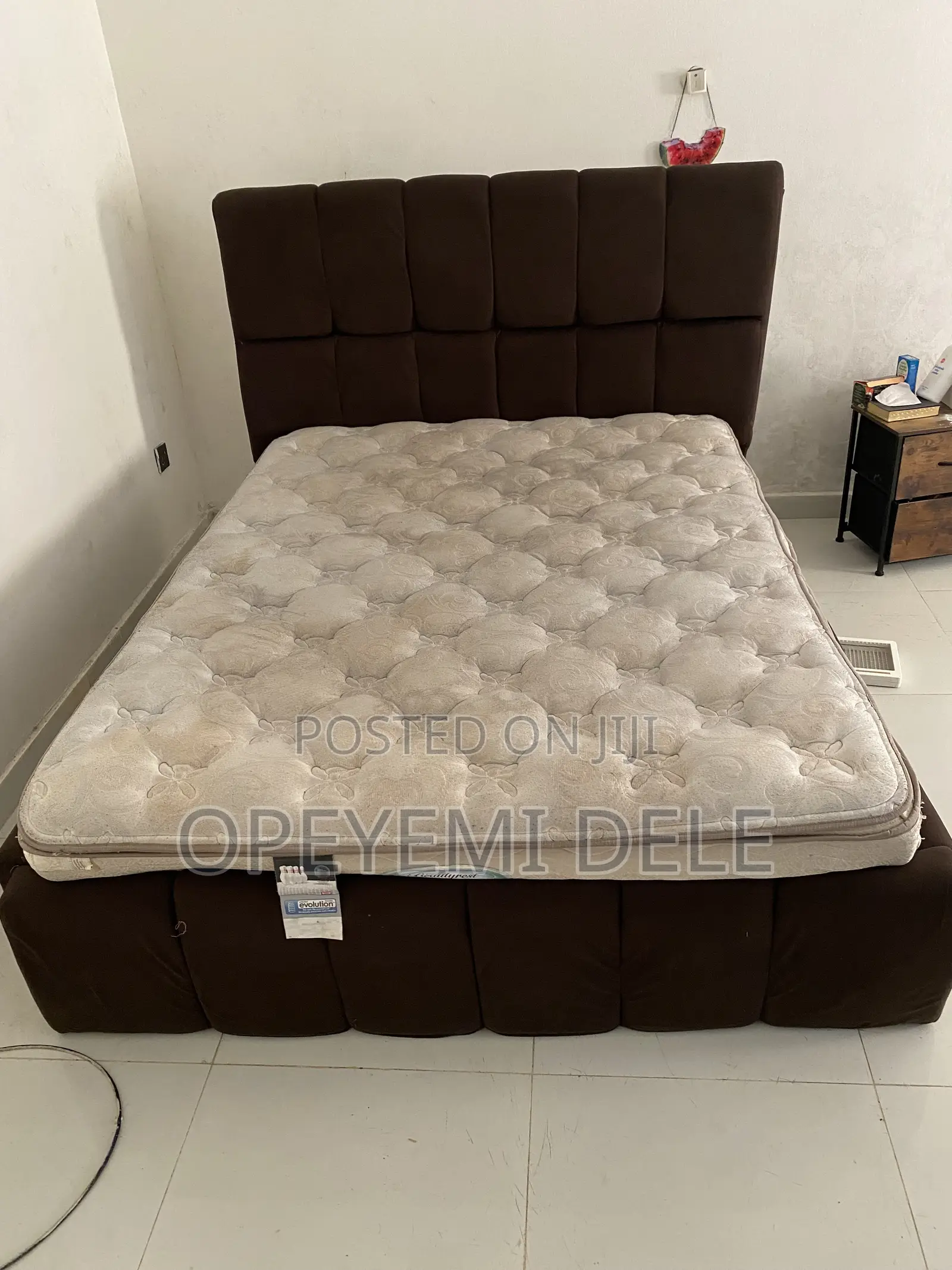 Upholstered 5x6 Bed Frame & Beautyrest Spring Mattress Set⁠