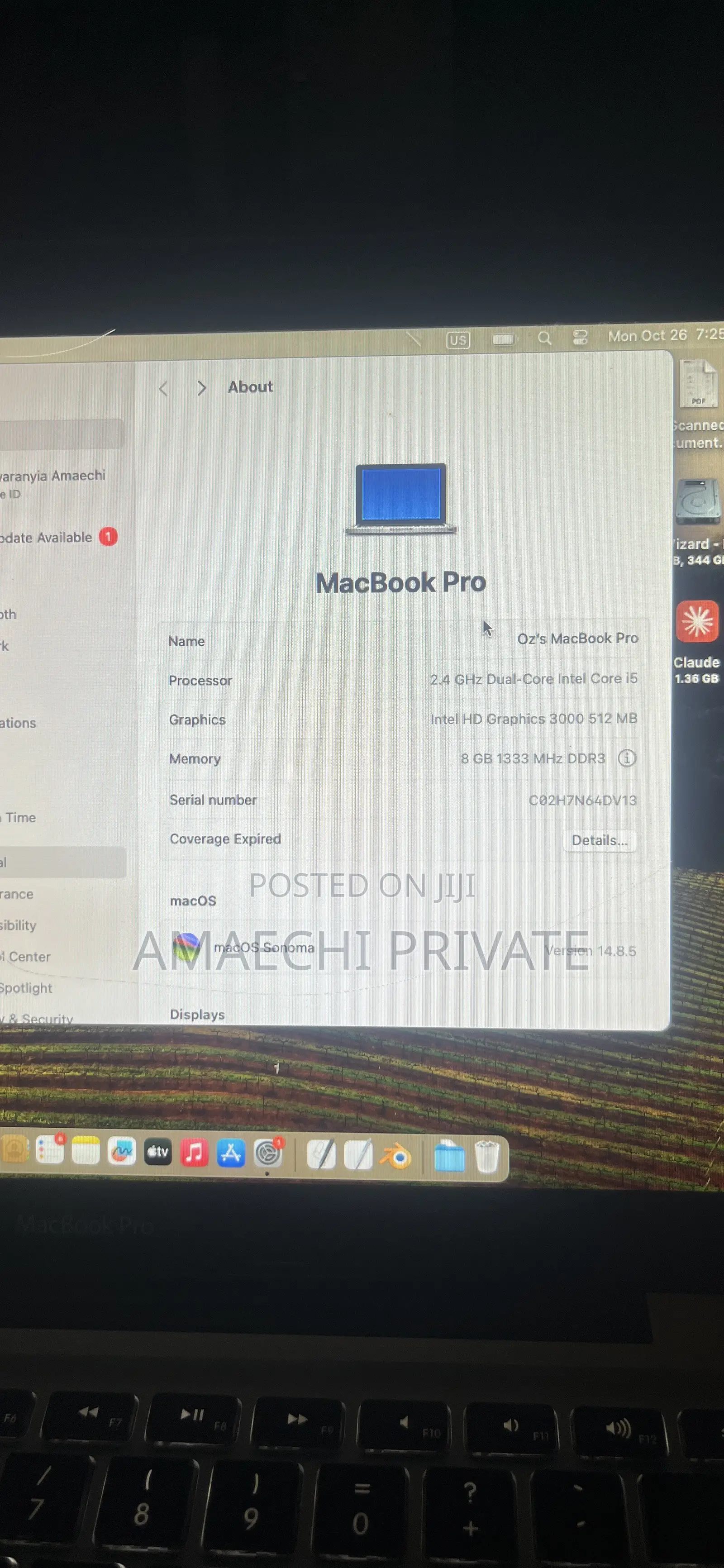Laptop Apple MacBook Pro 2011 8GB Intel Core i5 HDD 512GB