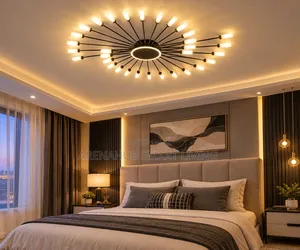 Modern LED Ceiling Lamp Black Golden Ceiling Light Bedroom