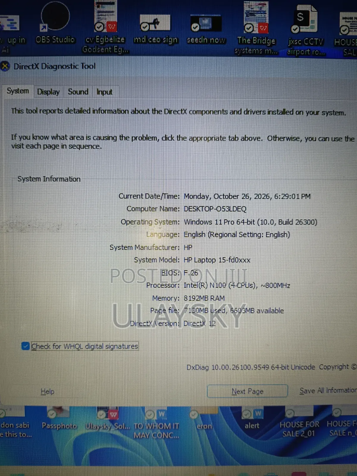 Laptop HP 15 8GB Intel SSD 256GB