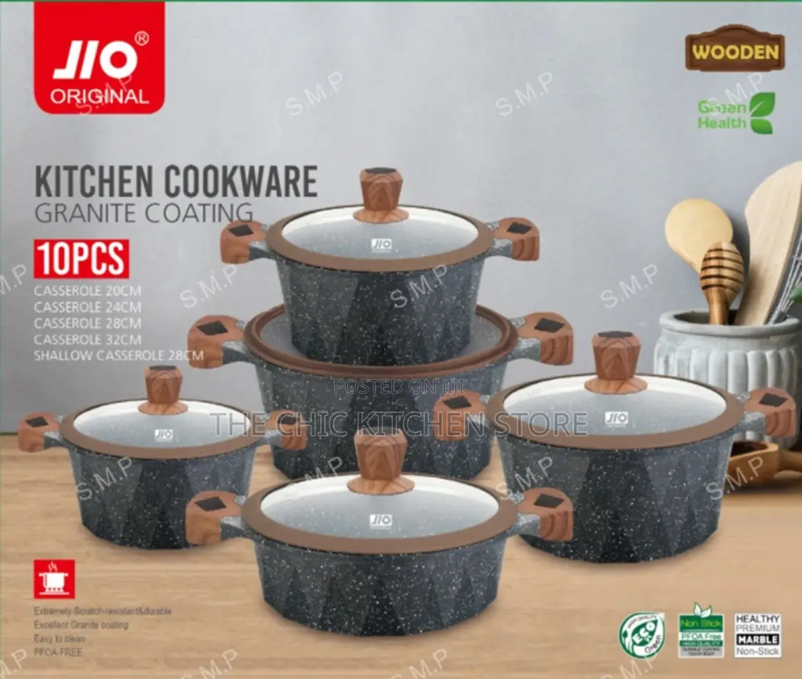 10pcs Original JIO Granite Coated Nonstick Cookware Set. - The Chic ...