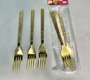 Luxury 6pcs Gold Fork, 6pcs Gold Spoon (6per Pack)