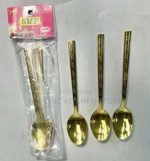 Luxury 6pcs Gold Fork, 6pcs Gold Spoon (6per Pack)