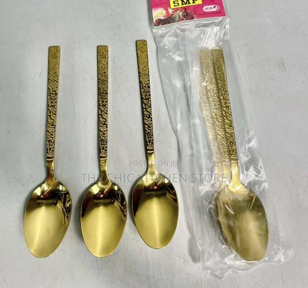 Luxury 6pcs Gold Fork, 6pcs Gold Spoon (6per Pack)