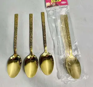 Luxury 6pcs Gold Fork, 6pcs Gold Spoon (6per Pack)