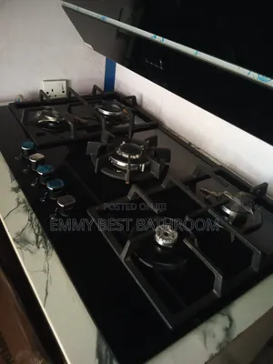 Executive Black Colour 5 Burner Gas Glass Top