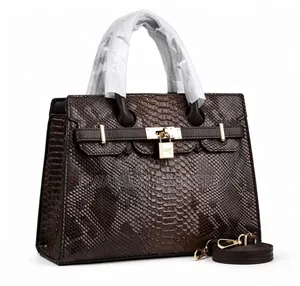 Brown Snakeskin Birkin Style Handbag