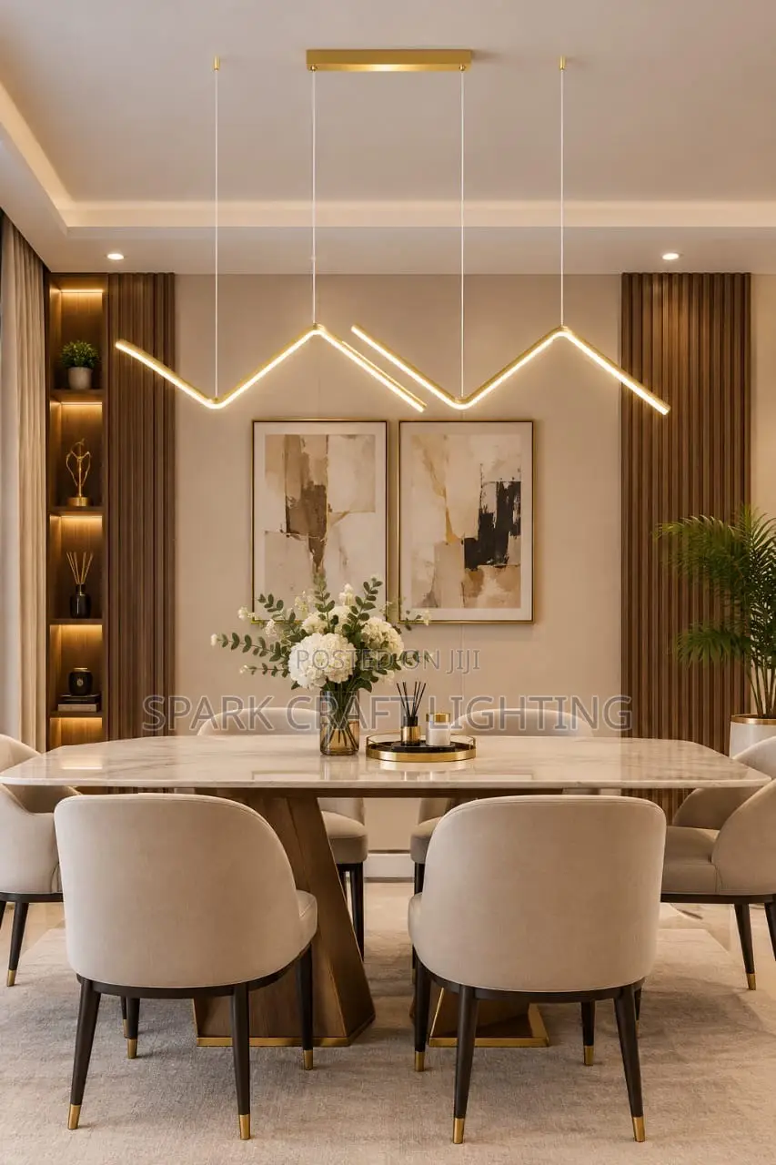 Modern LED Zigzag Dining Chandelier – Luxury Pendant Light