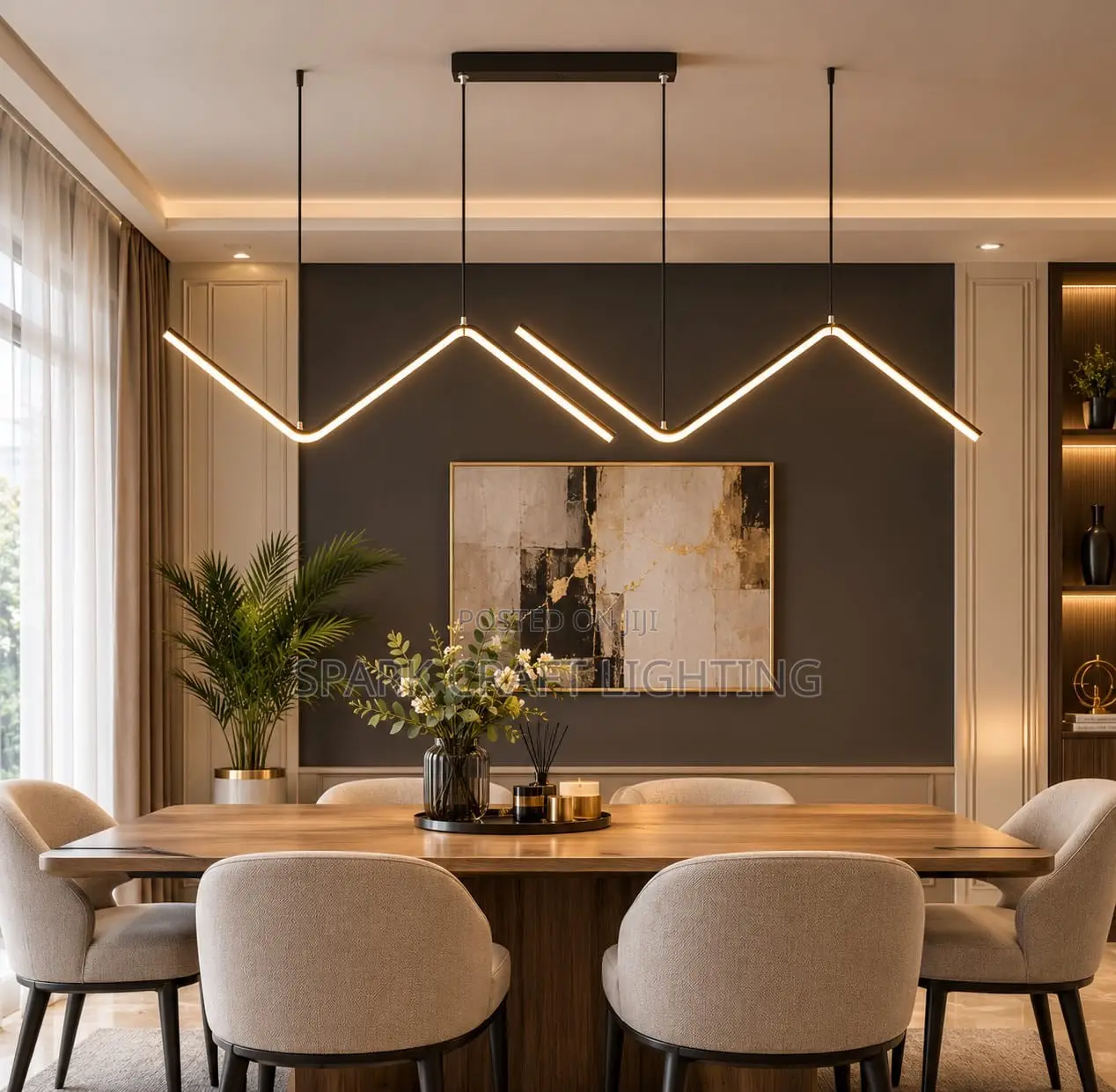 Modern LED Zigzag Dining Chandelier – Luxury Pendant Light