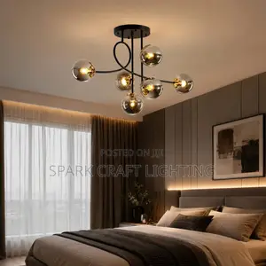 Modern 6-Light Glass Globe Chandelier – Luxury Pendant Light