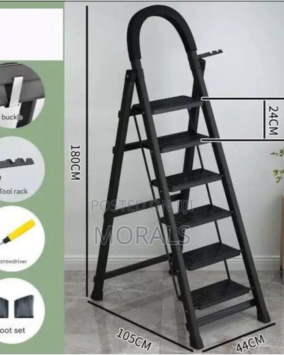 Foldable Wide Step Ladder With Tool Tray