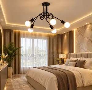Modern 5-Light Gold & Black Globe Chandelier – Luxury Ceiling Light