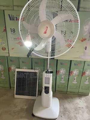 Vinwell 18” Rechargeable Solar Standing Fan With Solar Panel and Bulb