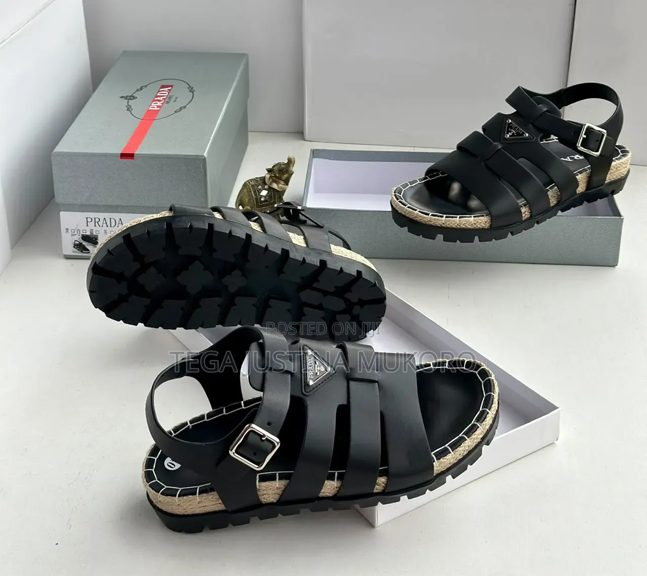 High Quality Latest Design Prada Men's Leather Sandals