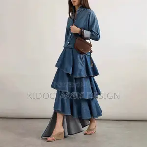 Women Denim Jeans Dress Gown