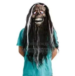 Horror Zombie Mask With Long Hair Halloween Carnival