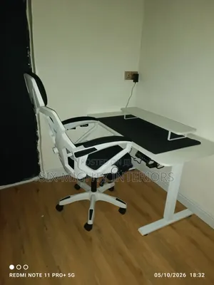Electric Adjustable Table With Monitor Riser & Desk Mat - WHITE -1.2m