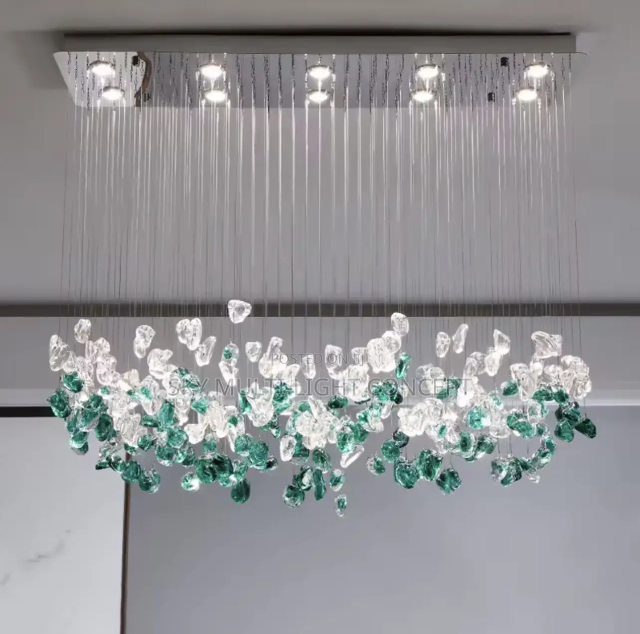 Nordic Modern Green Stone Chandelier