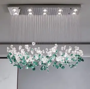 Nordic Modern Green Stone Chandelier