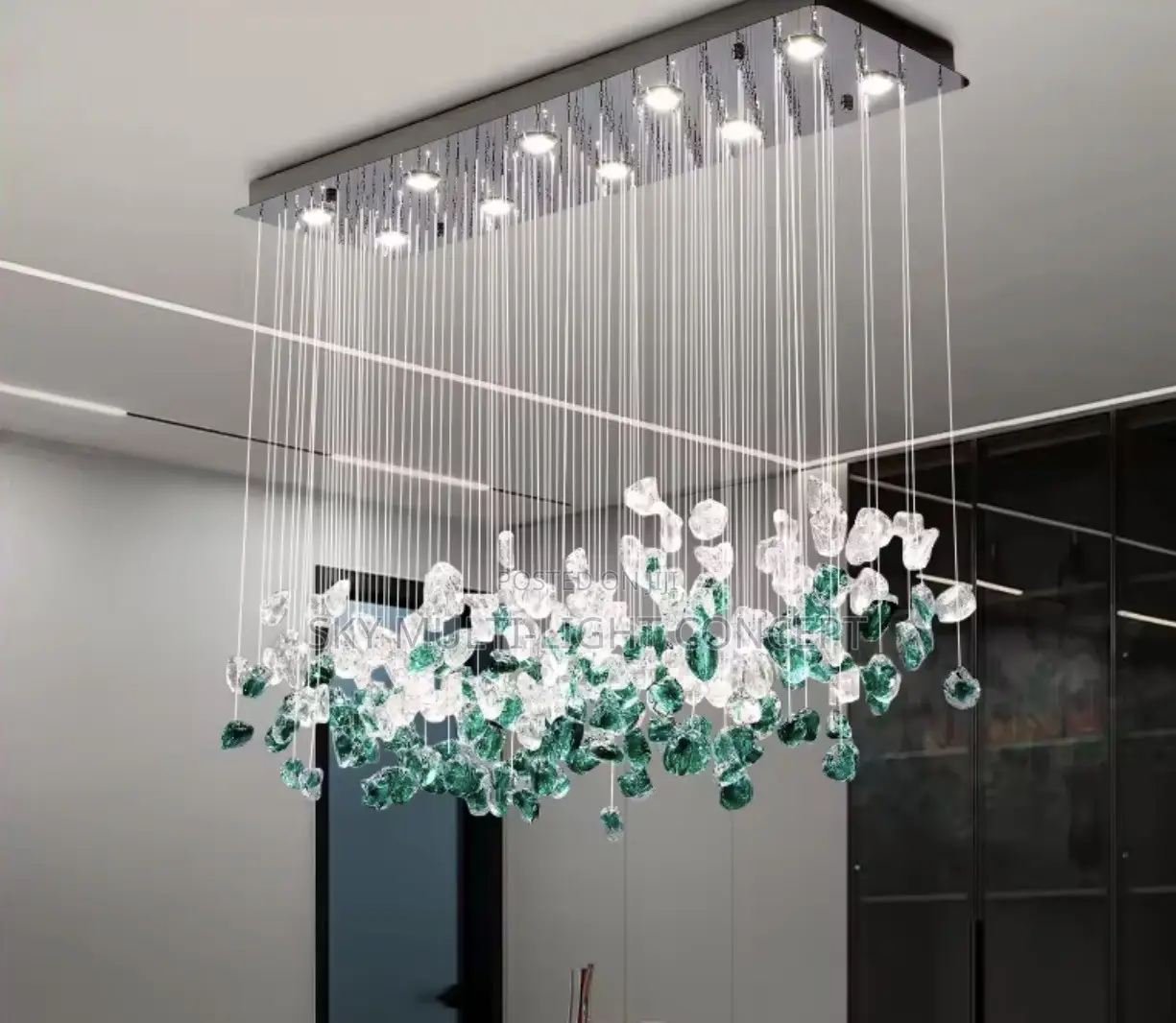 Nordic Modern Green Stone Chandelier