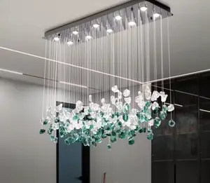 Nordic Modern Green Stone Chandelier