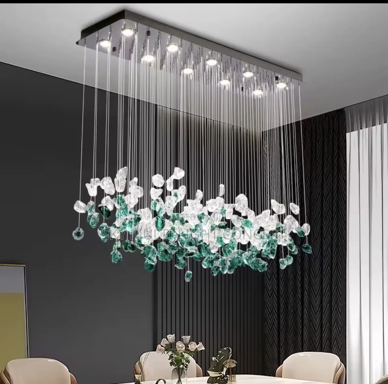 Nordic Modern Green Stone Chandelier