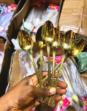Luxury 6pcs Gold Fork, 6pcs Gold Spoon (6per Pack)