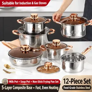 Premium 12-Piece Stainless Steel Pot Set