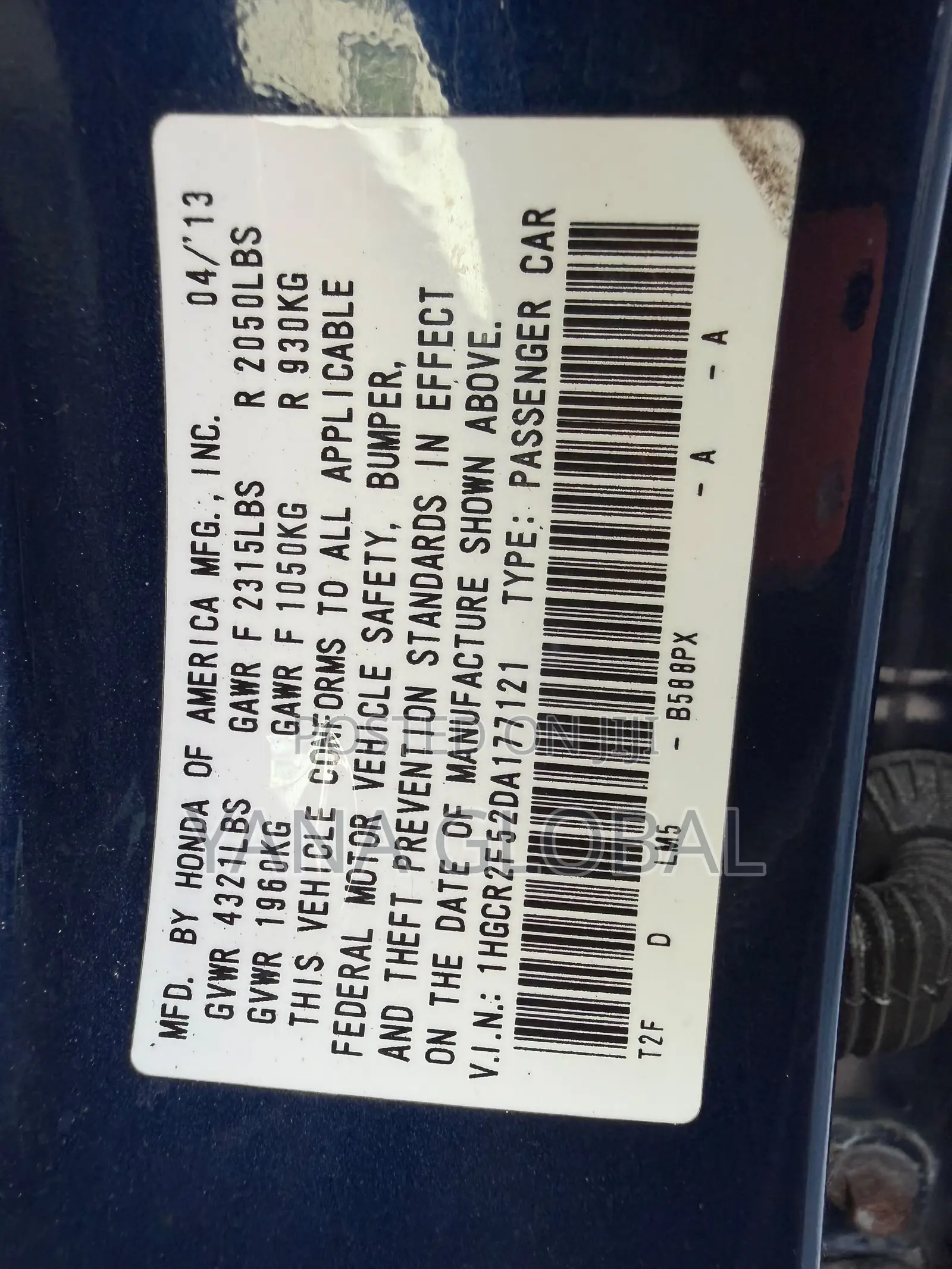 Honda Accord 2013 Blue
