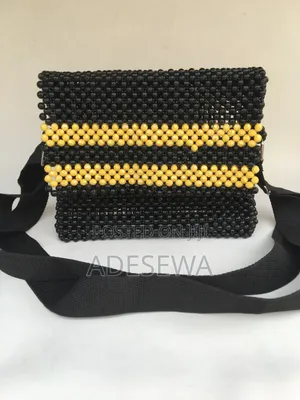 Hand Made Crafted Beaded Bag Are Affordable in Black and Yellow
