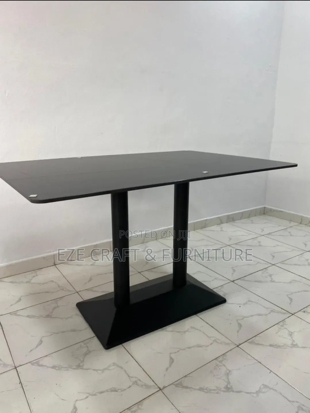 Marble Dining Table With Black Double Stand