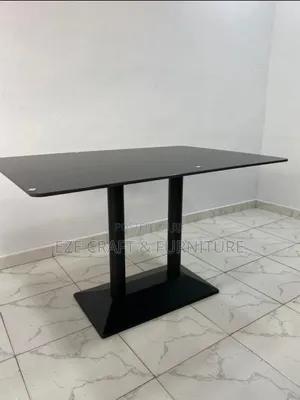 Marble Dining Table With Black Double Stand