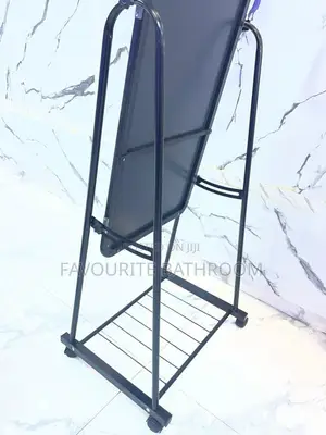 Black Standing Mirror With Shoe Rack
