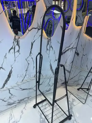 Black Standing Mirror With Shoe Rack