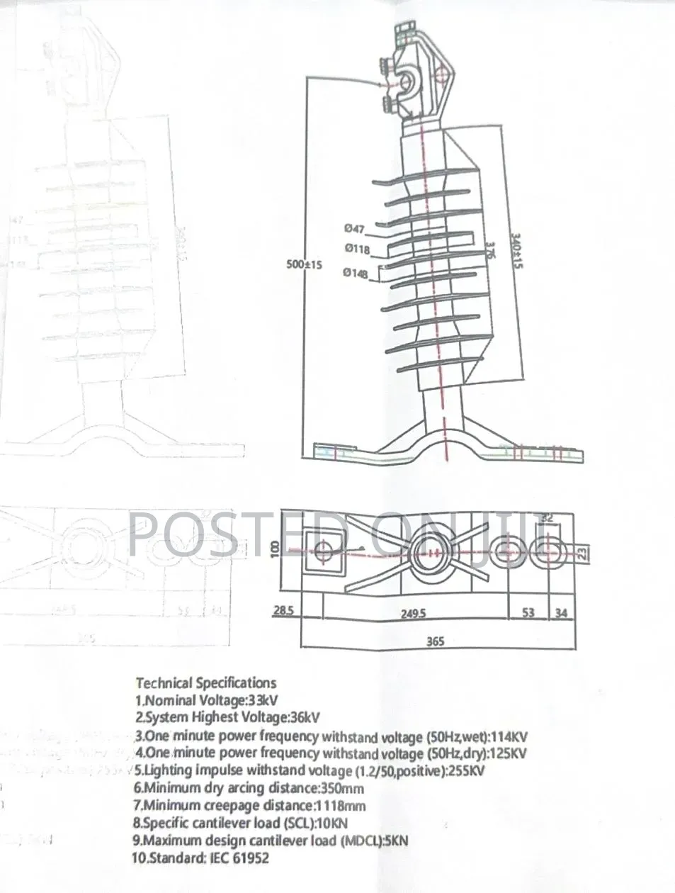 33KV Standoff Silicon Pot Insulators
