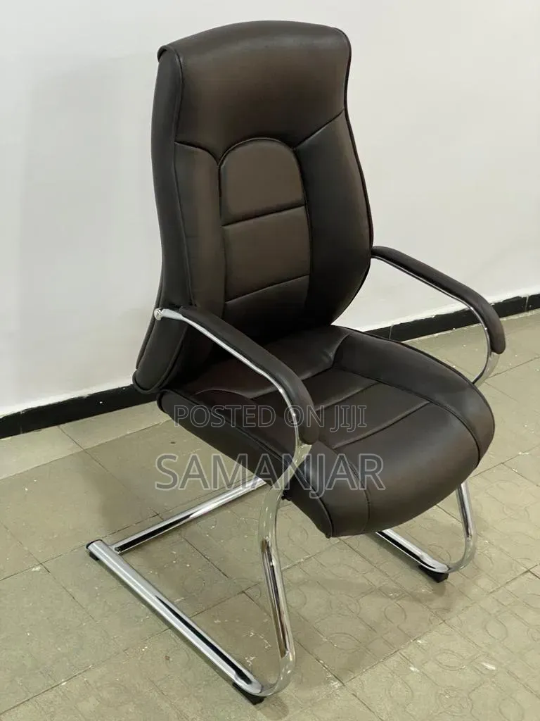 Executive Leatherette Visitor Chair — Chrome Cantilever Base
