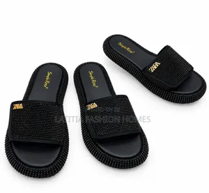 Women's Luxury Black Studded Slides - Elegant and Stylish