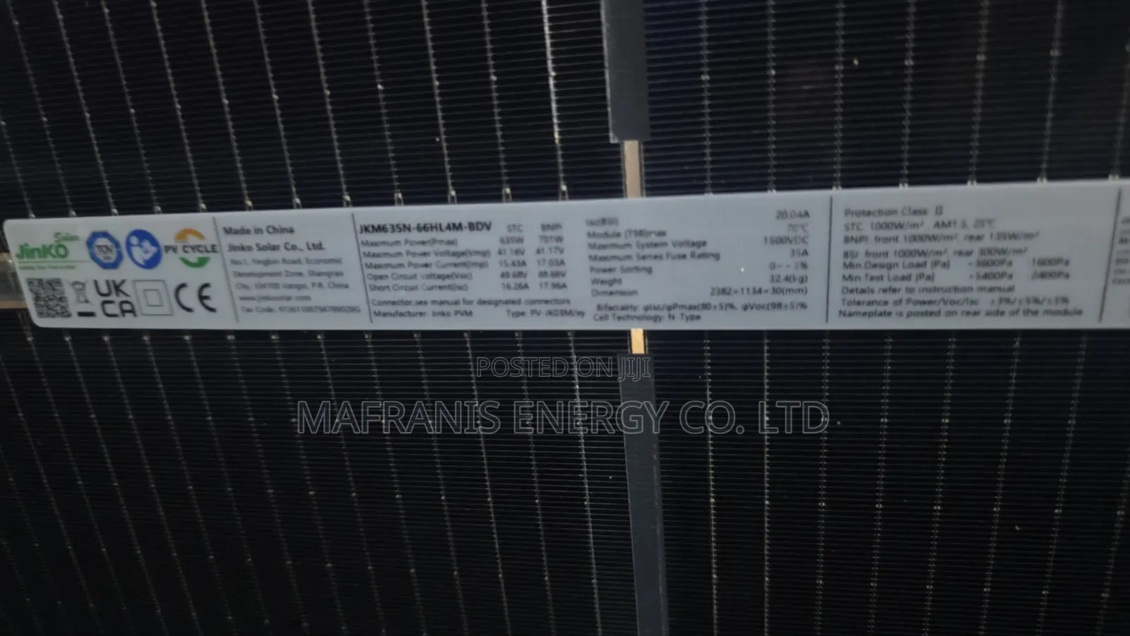 635w Jinko Solar Panel