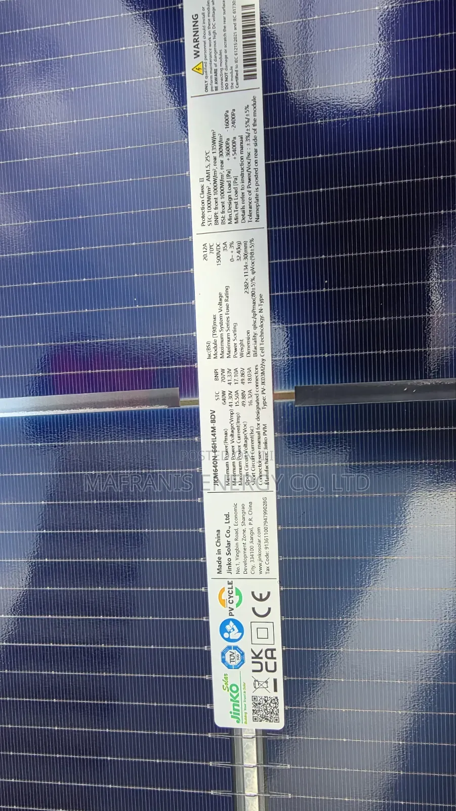 640watt Jinko Solar Panel