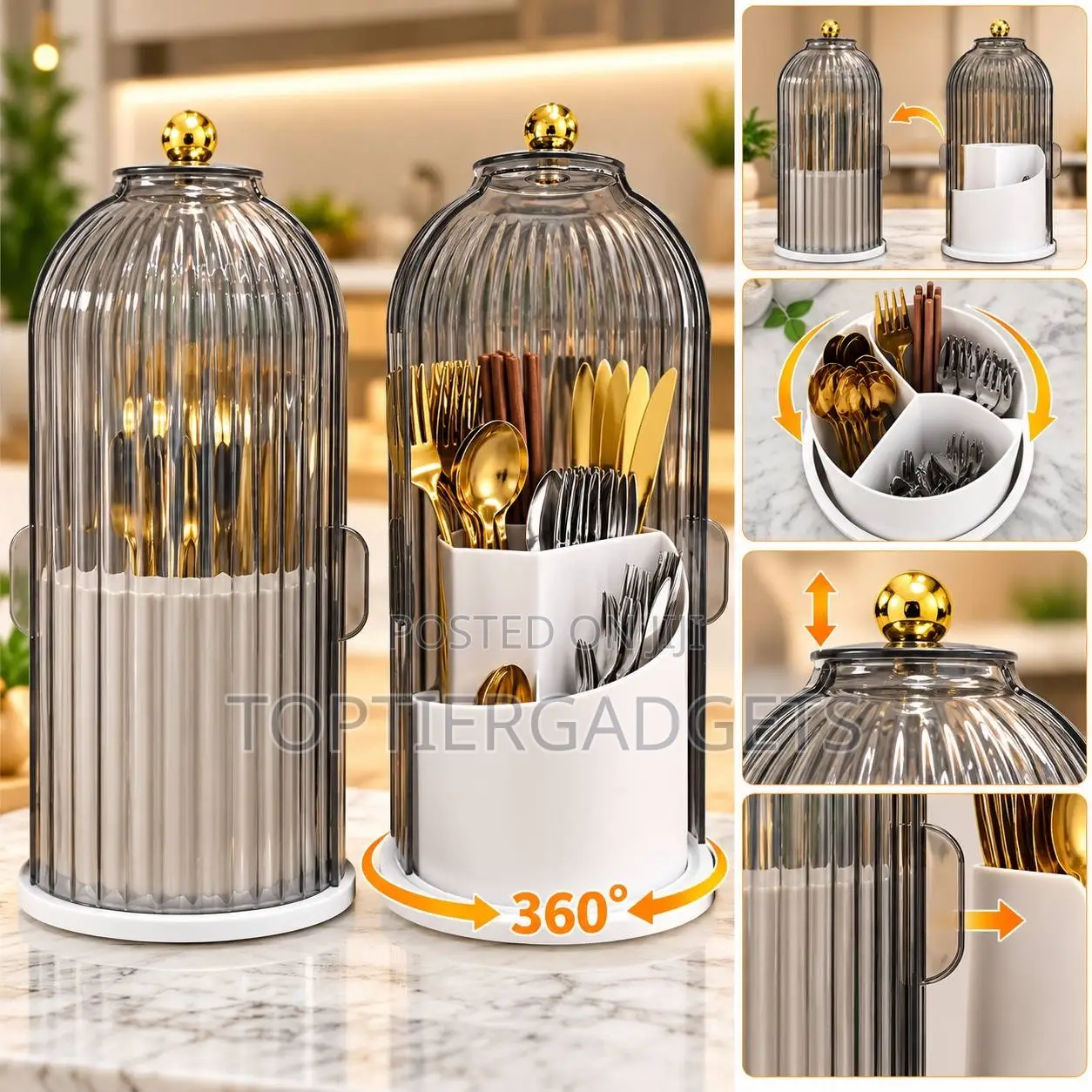 Open/Close Rotating Cutlery Rack
