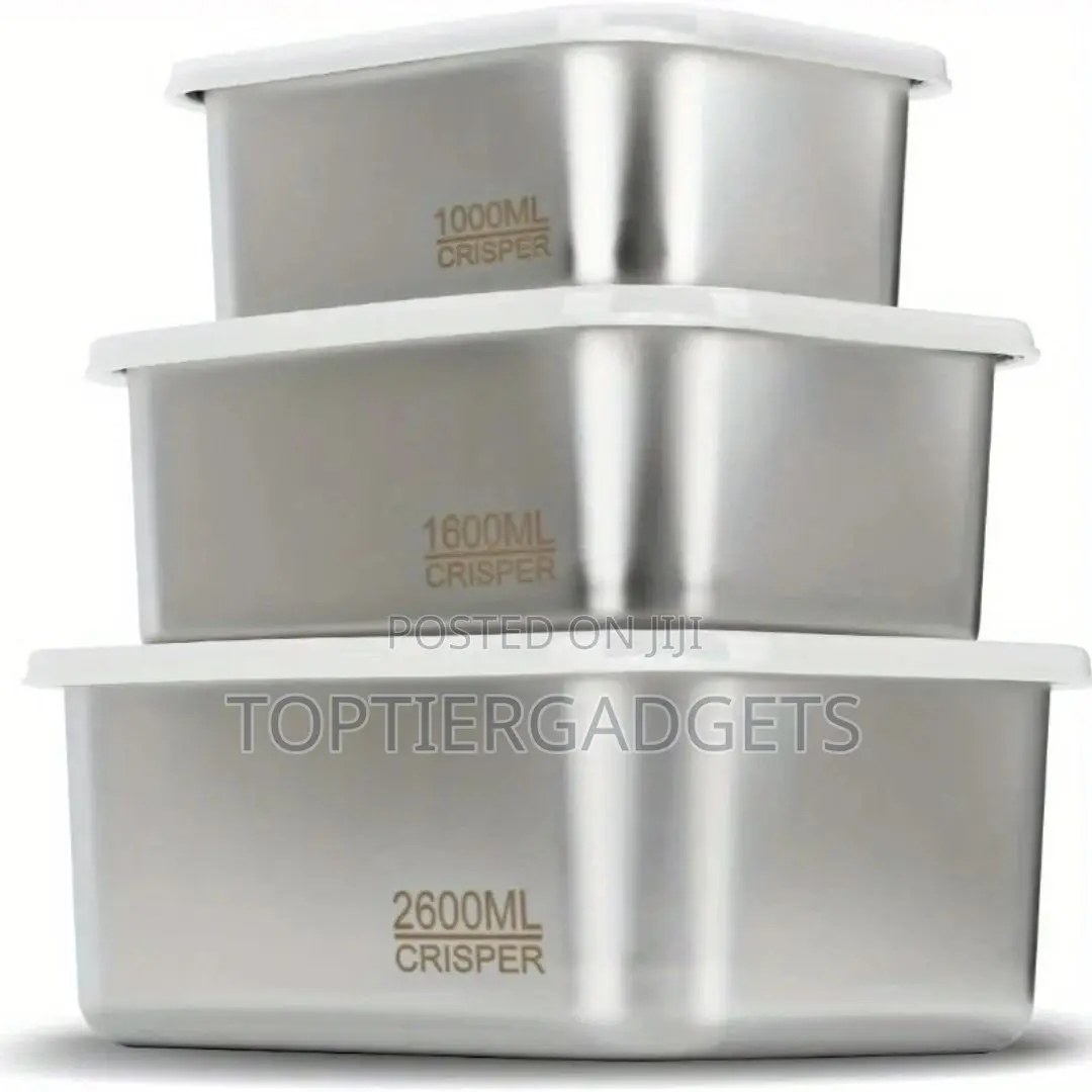 Stainless Steel 3pcs Fresh Keeping Food Storage Container With Lid