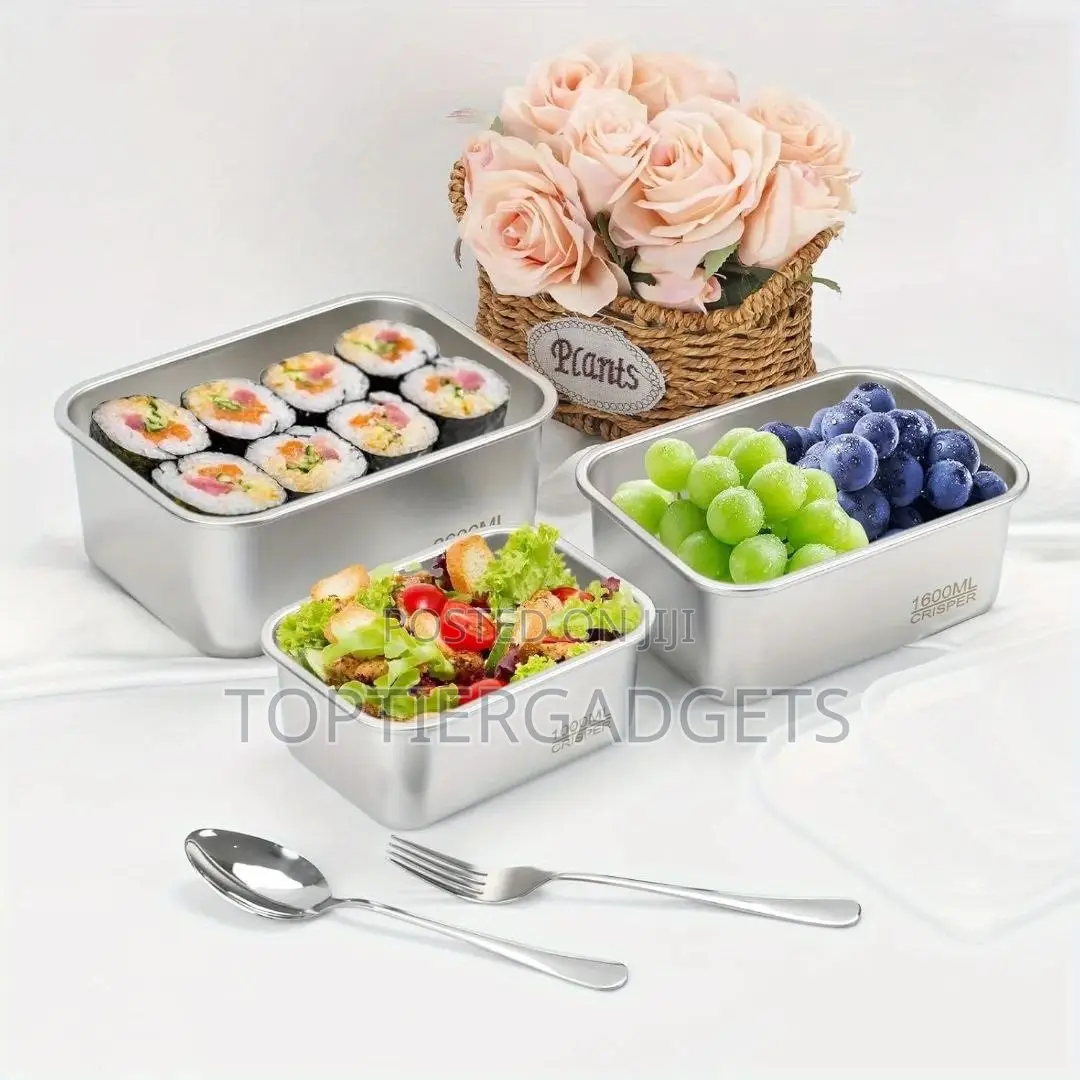 Stainless Steel 3pcs Fresh Keeping Food Storage Container With Lid