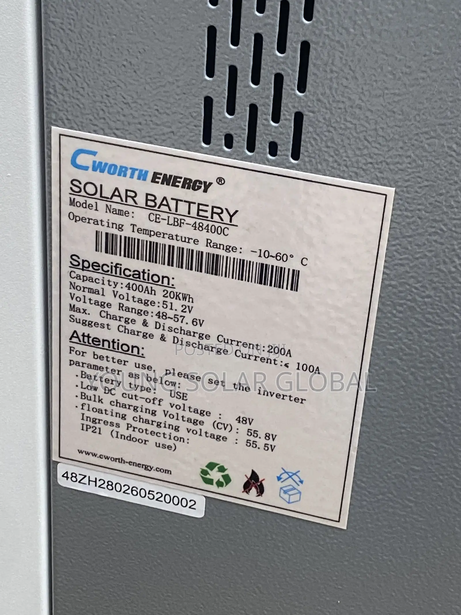 Cworth 20kwh Lithium Battery