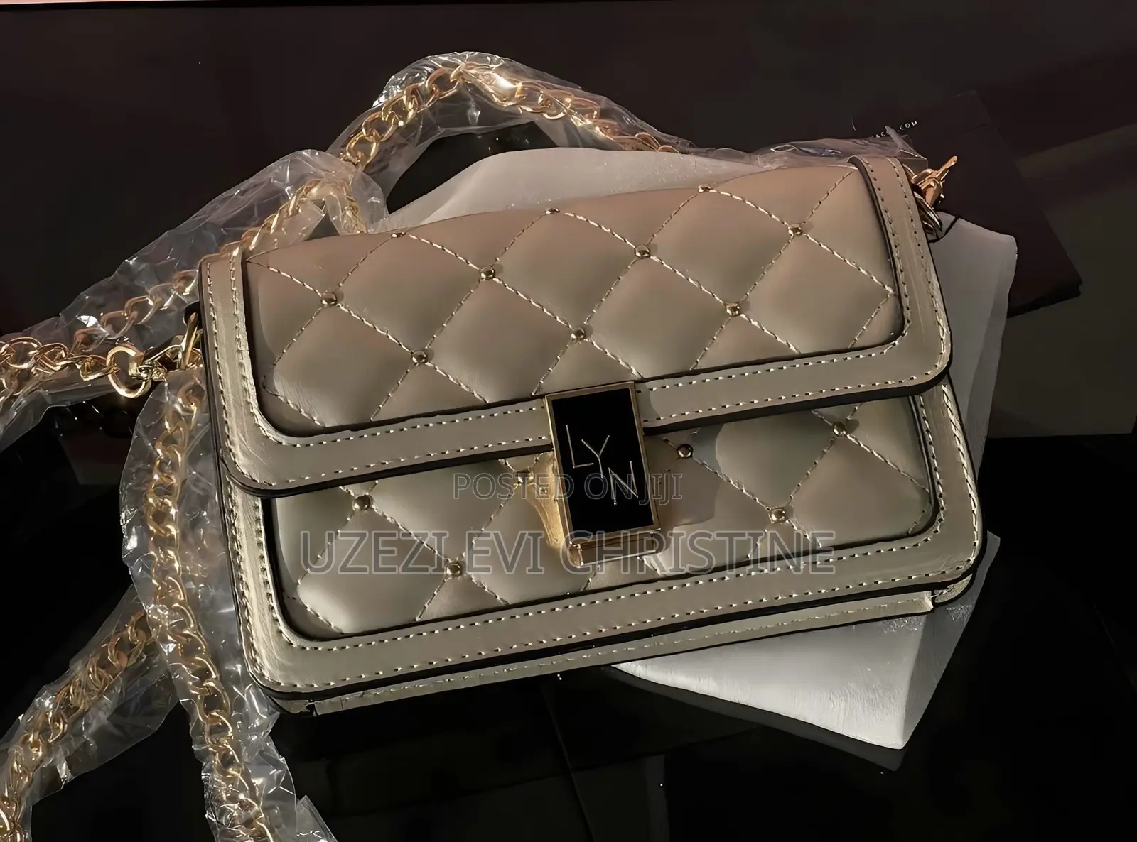 Elegant Gold Quilted Chain Shoulder Bag