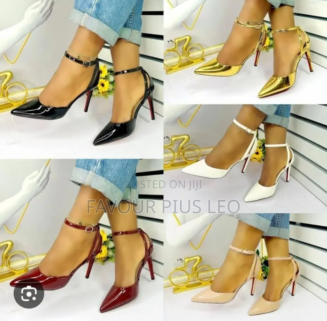 Heel Shoe - Pointed Toe High Heel Pump With Ankle Strap