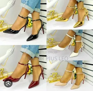 Heel Shoe - Pointed Toe High Heel Pump With Ankle Strap