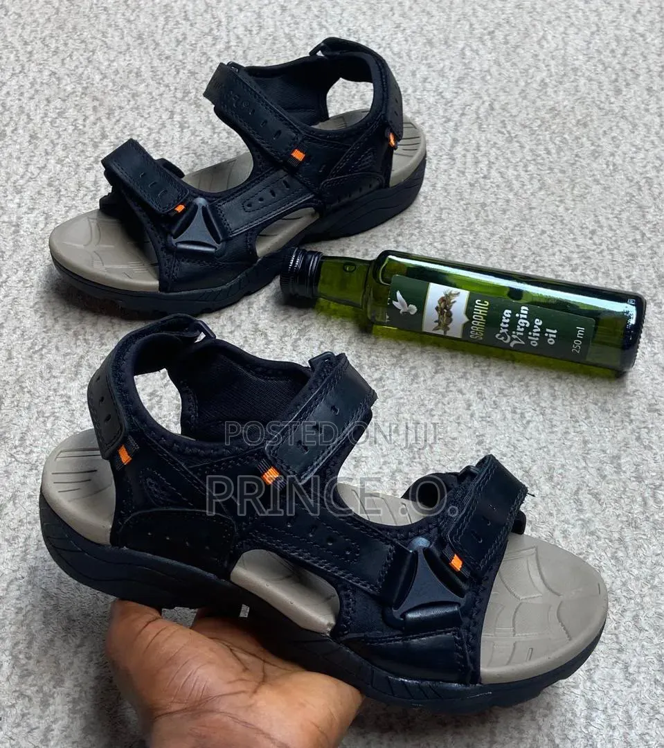 Black Leather Double Bet Sandals