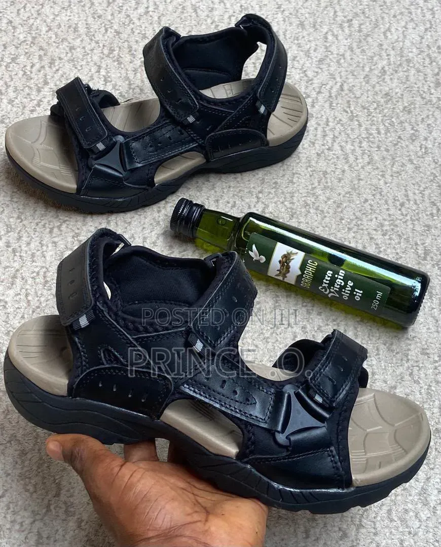 Black Leather Double Bet Sandals